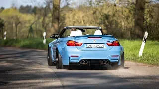 Liberty Walk BMW M4 w/ Akrapovic Exhaust - LOUD Accelerations, Revs & Burnout !