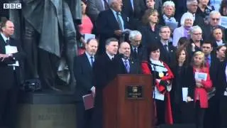 BBC News   Liverpool vigil remembers Hillsborough football disaster mp4