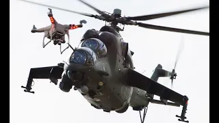 Collision between Mi-24 Attack Helicopter and the Drone