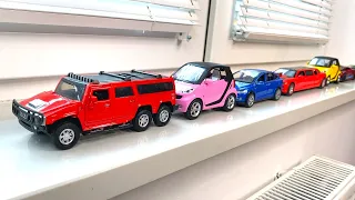 Diecast Cars Limousine and Sports Cars Driving By Hand On The Windowsill #2