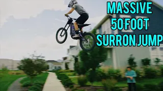 50 Foot Urban Surron Jump! (Maxing out the Power of a Stock Surron X)