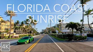 Florida Atlantic Coast Sunrise Drive 4K - Driving the Millionaire's Mile