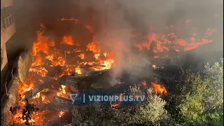 Zjarri në Shkodër përparon me shpejtësi, shkrumbohet banesa, rrezikohen të tjera - Vizion Plus