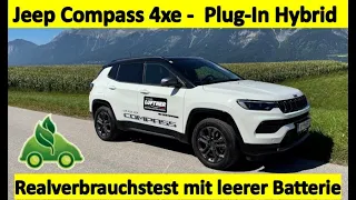 Jeep Compass 4xe Plug-In Hybrid - Realverbrauchstest mit leerer Batterie