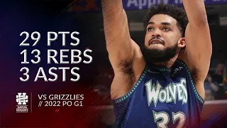 Karl-Anthony Towns 29 pts 13 rebs 3 asts vs Grizzlies 2022 PO G1