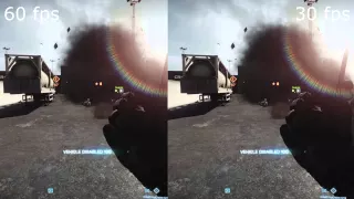 Battlefield 3 - Teste 30 vs 60 FPS - comparação lado a lado