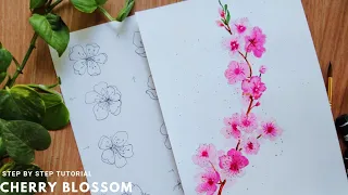 How to paint cherry blossom | Sakura | Easy watercolor painting |Step by step tutorial.