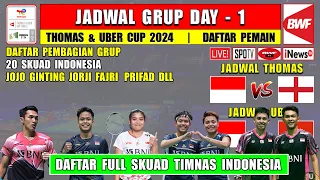 Jadwal Thomas & Uber Cup 2024 Day 1 Babak Grup ~ INDONESIA vs INGGRIS ~ INDONESIA vs HONGKONG