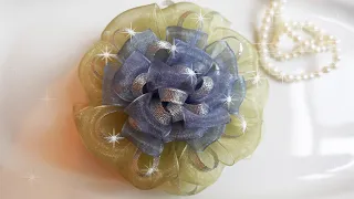 How to Make an Organza Flower, DIY kanzashi hair bow