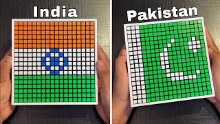 “Making Pakistani & Indian Flag” with Mini Rubik’s Cubes 🇵🇰🇮🇳