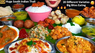 Eating South Indian Thali Rice,Vada,Kheer,Sambar,Fried Veg Dish ASMR Eating Food Challenge Video