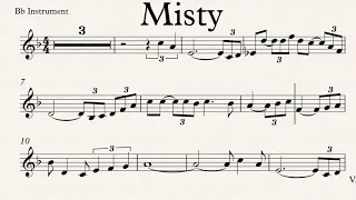 Jazz Standard Misty Clarinet Trumpet Tenor and Soprano Saxophone Play along Sheet Music