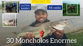 PESCA En el RIO SALADO,  lluvia y 30 MONCHOLOS EP. 25 MJ-PESCA