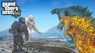 Team Nuclear Godzilla vs Team Mecha Kong Epic Battle ( GTA V Mods )