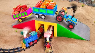 Top diy tractor making mini Overpass for Train | DIY mini concrete bridge | Funny tiny creativity