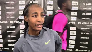 Sifan Hassan post race. Pre Classic 5,000 meters