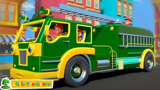 Wheels on the Firetruck - Green Fire Brigade + More Vehicles Songs for Children