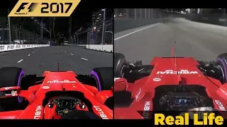 F1 2017 vs Real Life - Vettel Pole Lap Onboard in Singapore