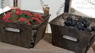 DIY How to Make Faux Fruit: Primitive Strawberries and Faux Blackberries in Rustic Berry Baskets