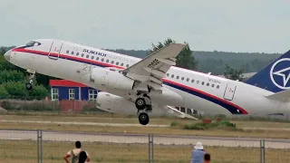 The superjet came off like a fighter. Flying with steep turns. MAKS 2021 LII im. Gromova