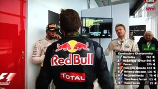 Max Verstappen podium at Brazil GP 2016 and goes to the cool down room