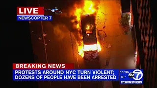 Police cruiser set on fire in Union Square during George Floyd protests in NYC