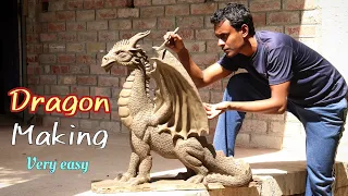 Big size Dragon making with clay | Dragon clay art sculpture