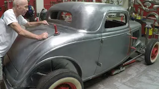 Lazze Metal Shaping: 1933 4 Door Converted to 3 Window Coupe! (Last Video From Pleasanton Location)