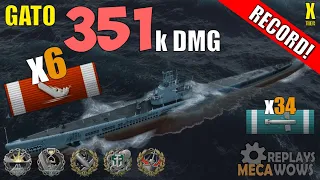 SUBMARINE Gato 6 Kills & 351k Damage | World of Warships Gameplay