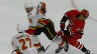 Gotta See It: Aho taken out by Giordano, needs assistance to leave ice