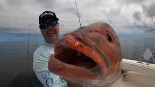 Catching a MONSTER 25 Pound RED SNAPPER- Catch Clean Cook Coconut Style