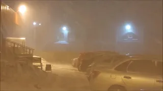 Снежный Шторм в Тамбове поздно вечером 7 марта 2021! Шквал, мощный заряд снега, сильная метель!