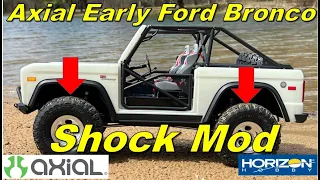 How to modify the shocks on the Axial Early Ford Bronco to lower the CG and ride height