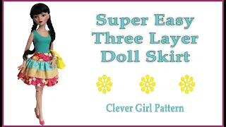 Doll Clothes Sewing Tutorial / DIY BJD Doll Skirt / Easy Layered Doll Skirt / Clever Girl Pattern