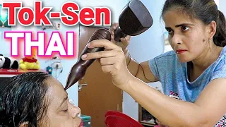 Thai Head Massage with tok-sen therapy by Cosmic lady barber - ASMR #barber