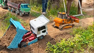 Stuck RC Truck Hino Bulldozer Recovery- RC Construction Funny Kids