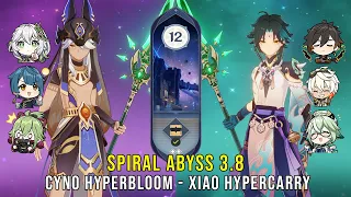C1 Cyno Hyperbloom and C0 Xiao Hypercarry - Genshin Impact Abyss 3.8 - Floor 12 9 Stars