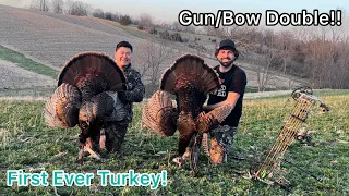 Turkey Double with Bow and Gun! -2022 Iowa Turkey Hunt