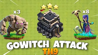 Th9 GoWitch Attack Strategy | Th9 Best Attack Strategy | Th9 Witch Slap | Th9 War Attack - Coc