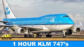 ONE HOUR KLM Boeing 747's!  Epic & beautiful Queen of the Skies!