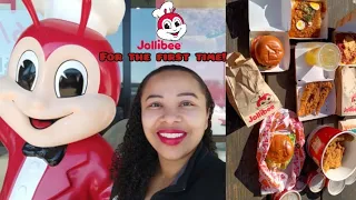 Road trip- Trying Jollibee for the first time mukbang | Review of Jolilibee