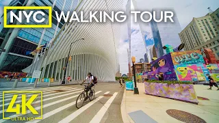 Walking Down the Streets of New York - Wall Street to Hudson Yards - 4K City Tour with Real Sounds