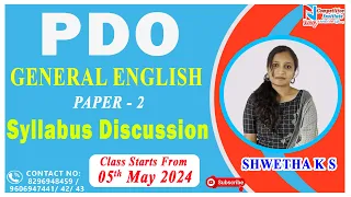 PDO GENERAL ENGLISH SYLLABUS DISCUSSION |  BY SHWETHA K S