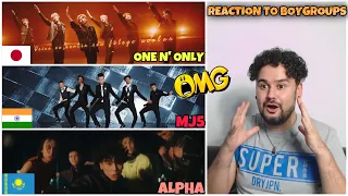 REACTION TO BOYGROUPS: ONE N' ONLY “L.O.C.A” (J-POP) / MJ5 - ZIDDI (Indian) / ALPHA - Cypher (Q-POP)