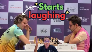 Magnus Carlsen makes a massive final blunder and smiles against Levon Aronian