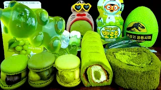 ASMR MUKBANG :) зелений десерт з динозавром DIY mukbang поїдання шоу!