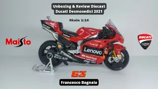 Diecast Motogp Ducati Desmosedici GP 2021 Francesco Bagnaia Skala 1:18 Maisto