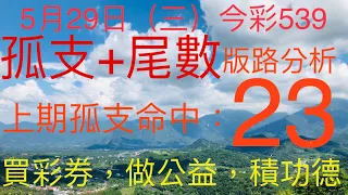 今彩539｜孤支+尾數｜牛哥539｜2024年05月29日（三）今彩539孤支尾數版路分析｜#539