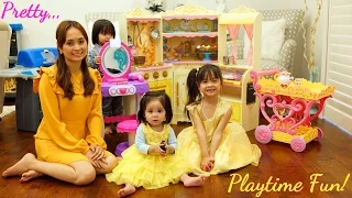 Toy Channel: Little Girls' Toys. Disney Princess Belle Kitchen Playset, Teapot Playset and Vanity