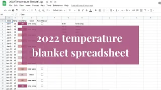 how I set up my 2022 temperature blanket spreadsheet